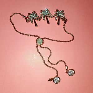 Sparkling Palm Trees Pull-Tie Bracelet